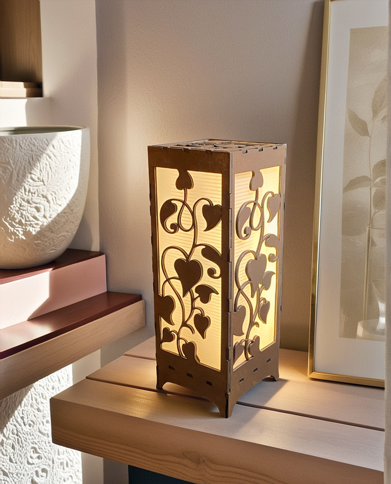 CANDEEIRO CORAÇÕES FLORES LUZ LED TOUCH